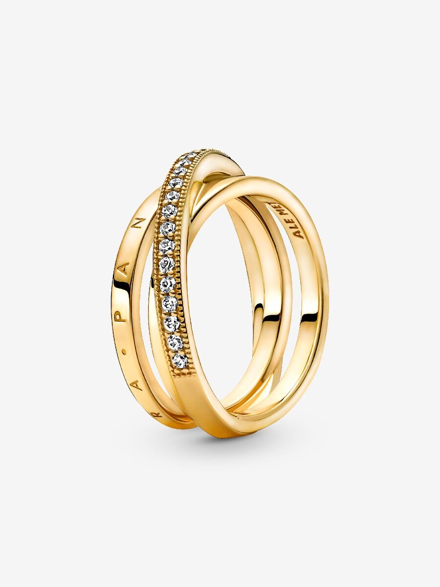 Crossover Pavé Triple Band Ring