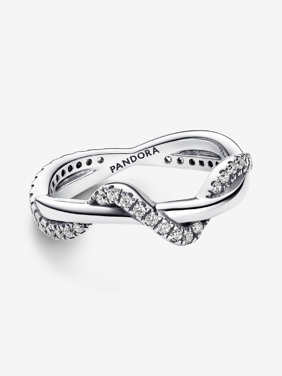 Sparkling Intertwined Wave Ring