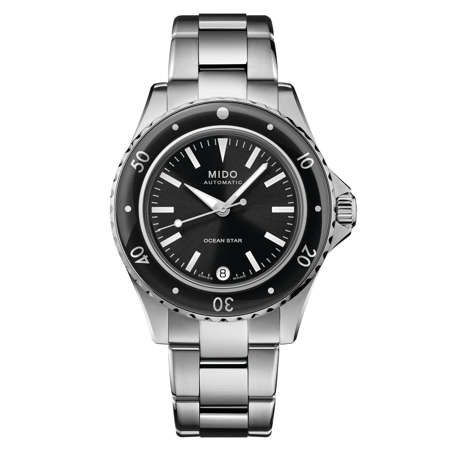 MIDO Ocean Star 36.5 Black Dial Stainless Steel Watch - 36.5mm