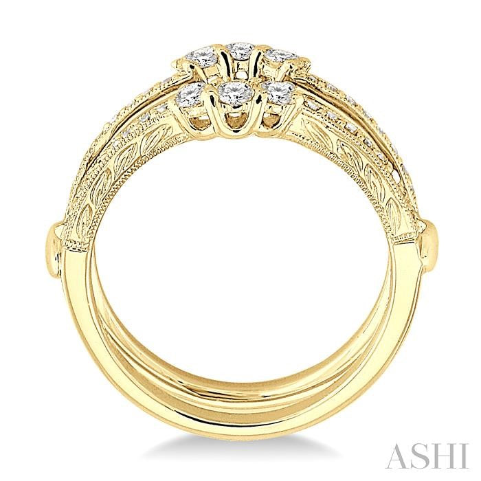 1/2 Ctw Round Cut Diamond Insert Ring in 14K Yellow Gold.