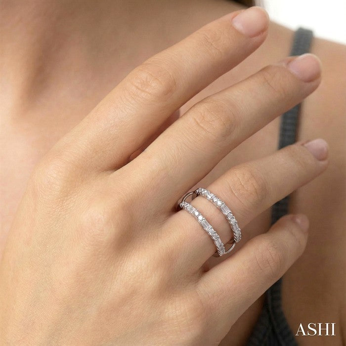 1/2 Ctw Baguette and Round Cut Diamond Insert Ring in 14K White Gold