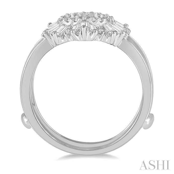 5/8 Ctw Arched Baguette and Round Cut Diamond Insert Ring in 14K White Gold