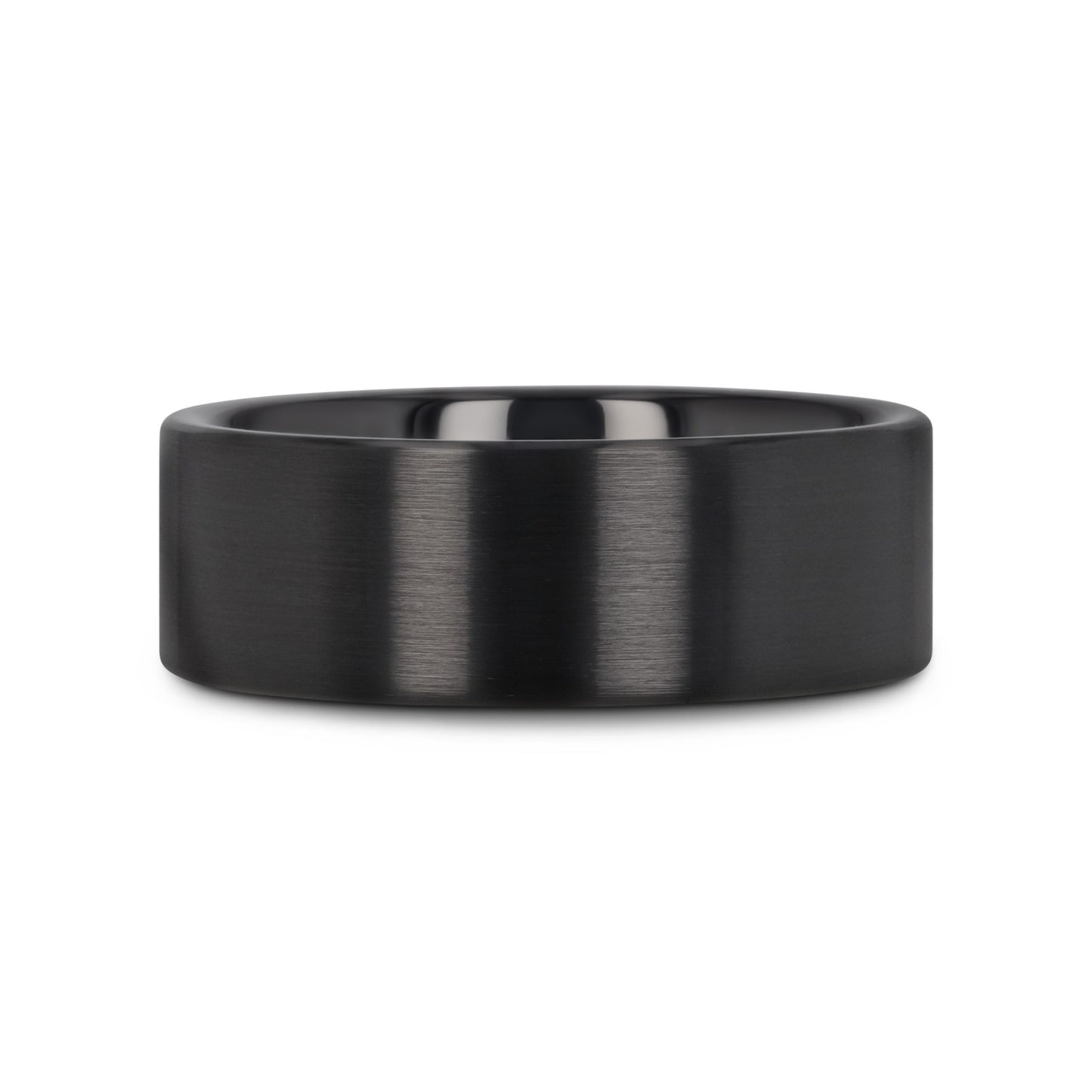 DRAKON Flat Pipe Cut Brush Finished Black Ceramic Wedding Band - 2mm - 12mm - 6mm