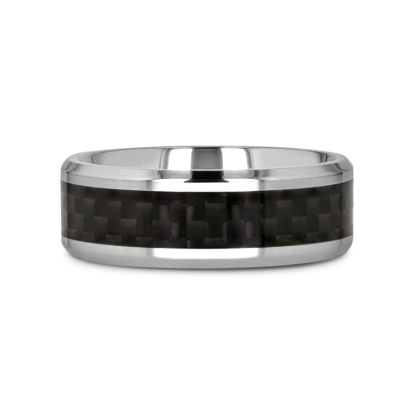 COLOSSEUM Black Carbon Fiber Inlay Titanium Wedding Band - 8mm