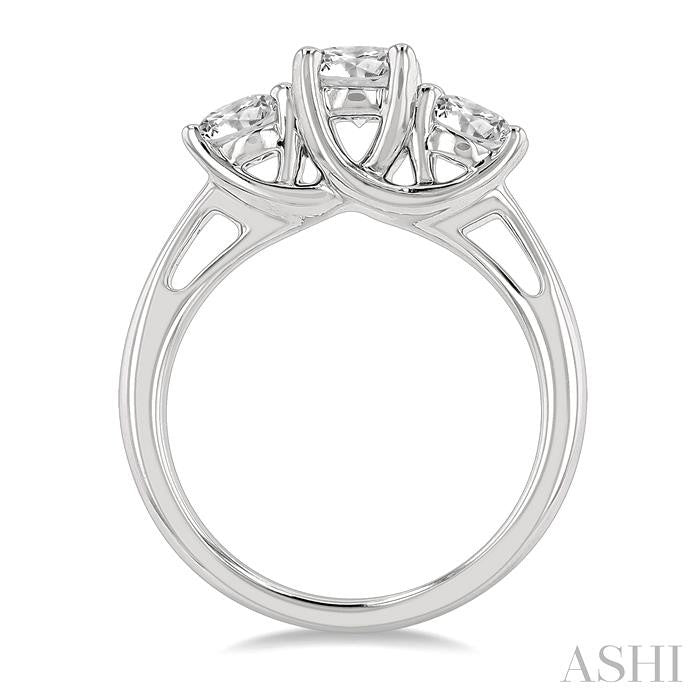 1 1/2 Ctw Past Present and Future Round Cut Diamond Precious Ring in 14K White Gold