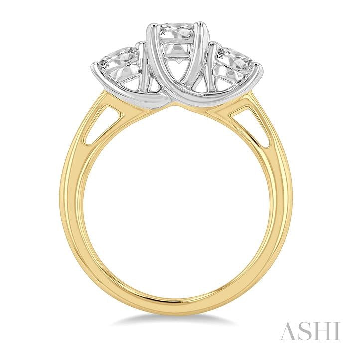 1 1/2 Ctw Past Present and Future Round Cut Diamond Precious Ring in 14K Yellow and White Gold
