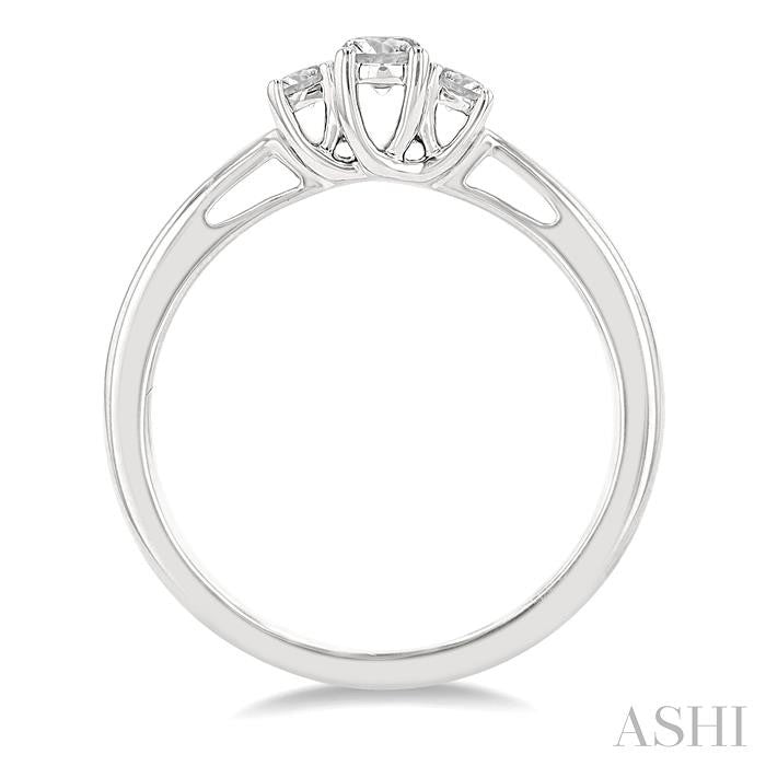 1/4 Ctw Round Cut Diamond Three-Stone Past Present and Future Ring in 14K White Gold