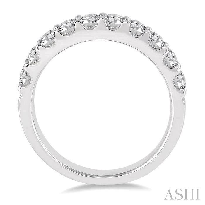 1 Ctw Round Cut Diamond Wedding Band in 14K White Gold