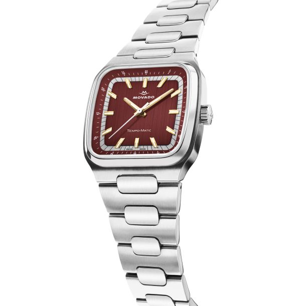 Movado Heritage Tempo-Matic Automatic Red Dial Stainless Steel Watch – 3650266