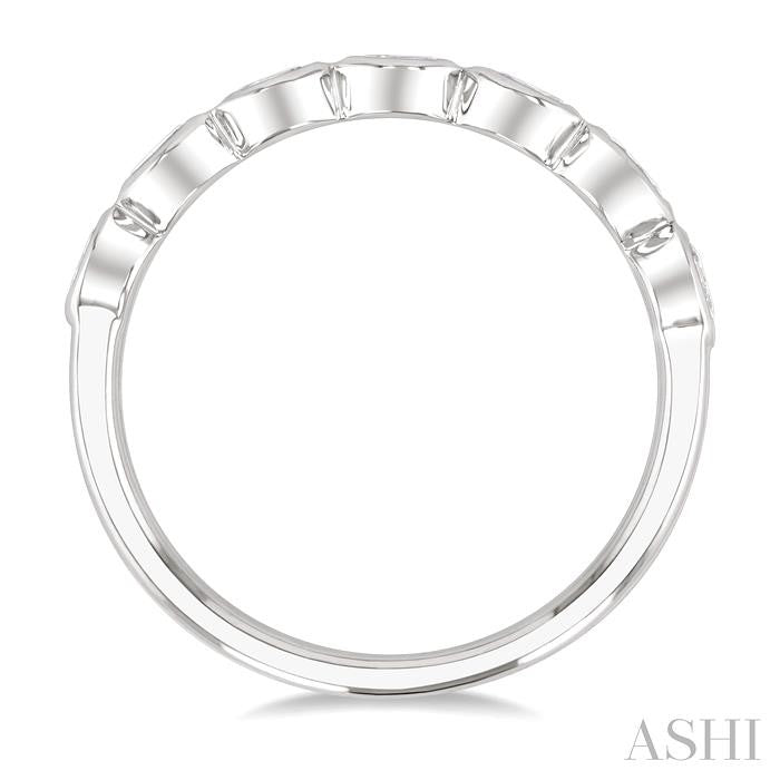 3/4 Ctw East-West Set Oval Cut Bezel Diamond Stackable Fashion Band in 14K White Gold