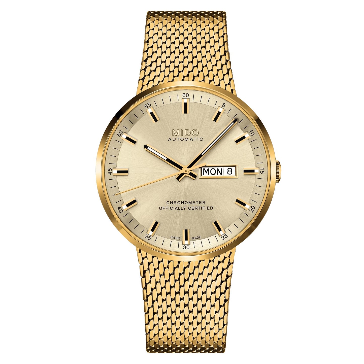 MIDO Commander Icone Chronometer Yellow Dial - Gold-Tone PVD Stainless Steel Watch - 42mm