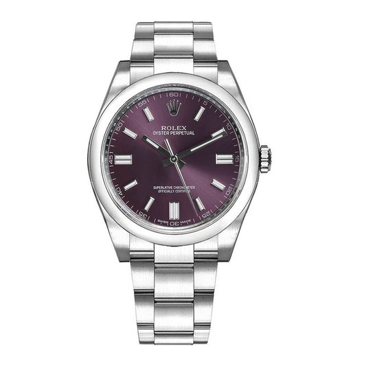 Rolex 116000 Stainless Steel 36mm Purple stick dial with smooth bezel