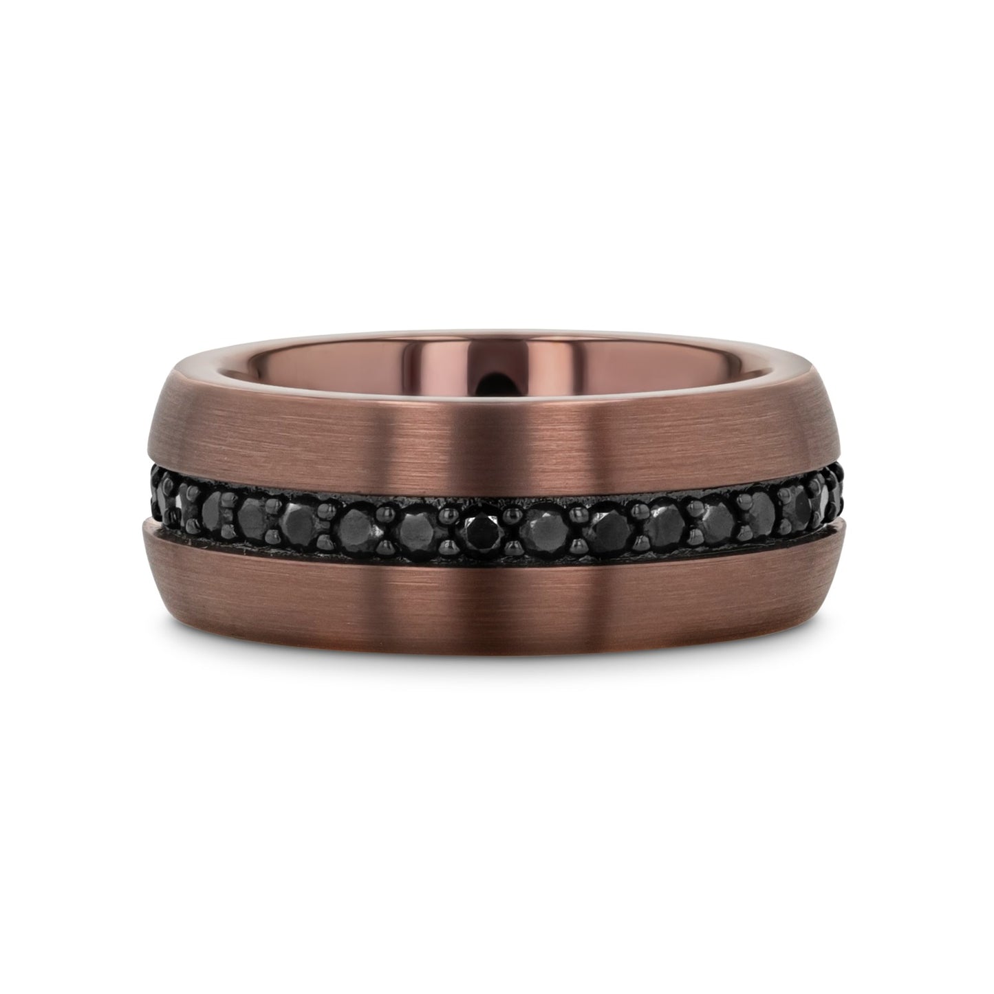 ARTEMIS Espresso Tungsten Carbide Ring with Black Sapphires - 8mm