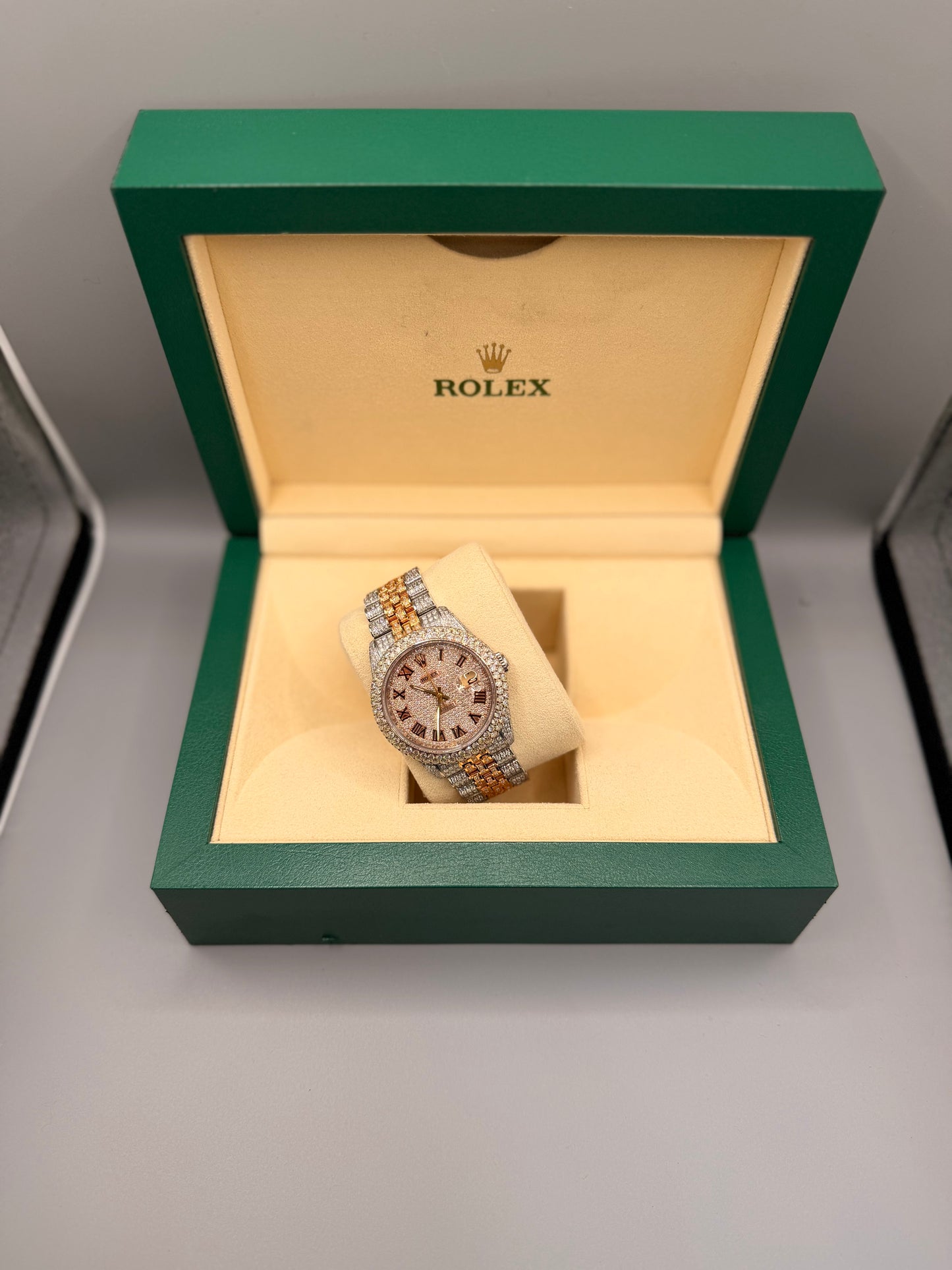 Rolex Datejust iced out Rose gold/ Stainless steel Jubilee with Iced out Arabic Numeral Diamond dial