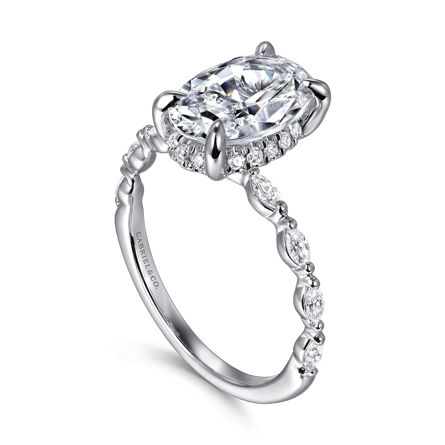 Gabriel & Co. Adeena - 14K White Gold Oval Hidden Halo Diamond Engagement Ring 10.5X7 SEMI .35CTW