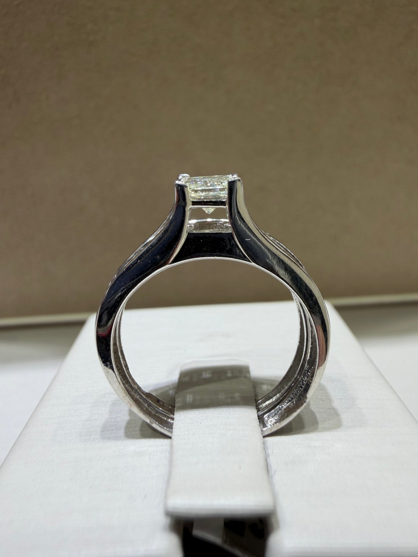 Princess Cut Diamond Wedding Set | 14K White Gold Channel-Set Bridal Ring