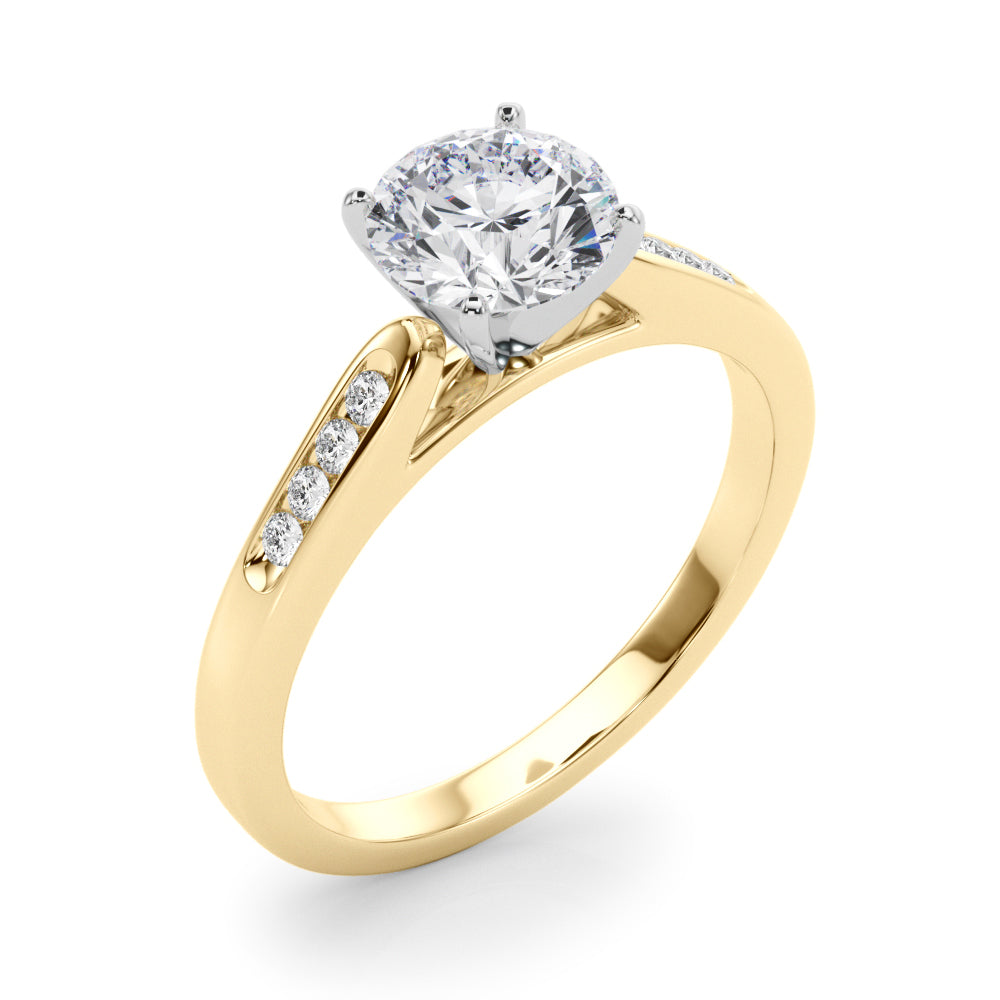 Channel Set Single Row Cathedral Engagement Ring