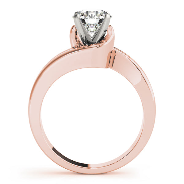 Double Band Swirl Solitaire Engagement Ring