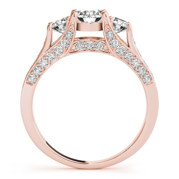 3-Stone Hidden Halo Engagement Rings