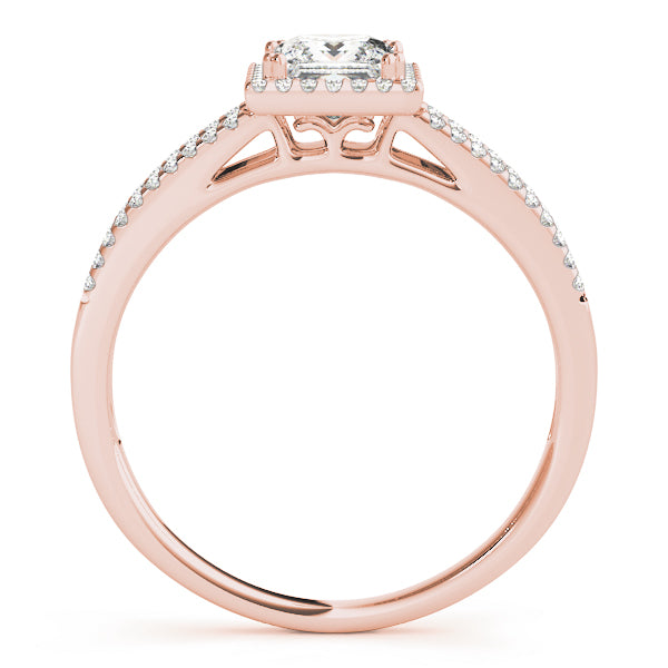 Double Row Split Shank Halo Engagement Ring
