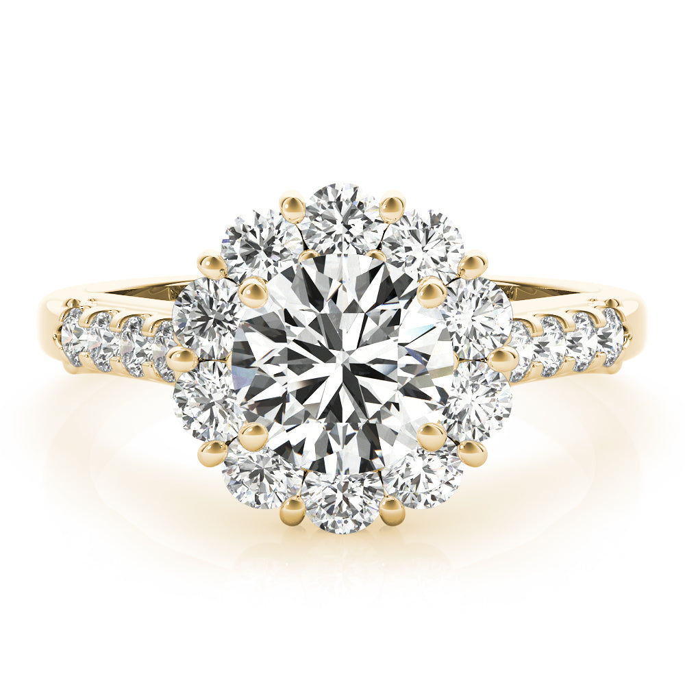 Single Row Prong Halo Engagement Ring