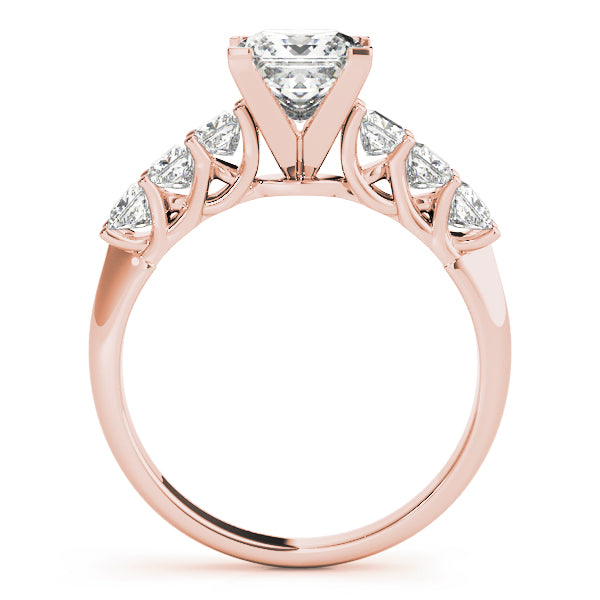 Single Row Princess Cut Trellis Engagement Ring
