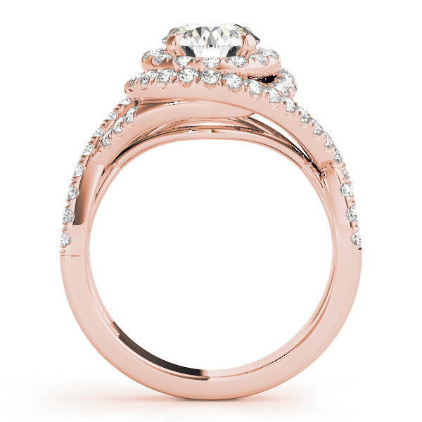 Twisted Double Halo Engagement Rings