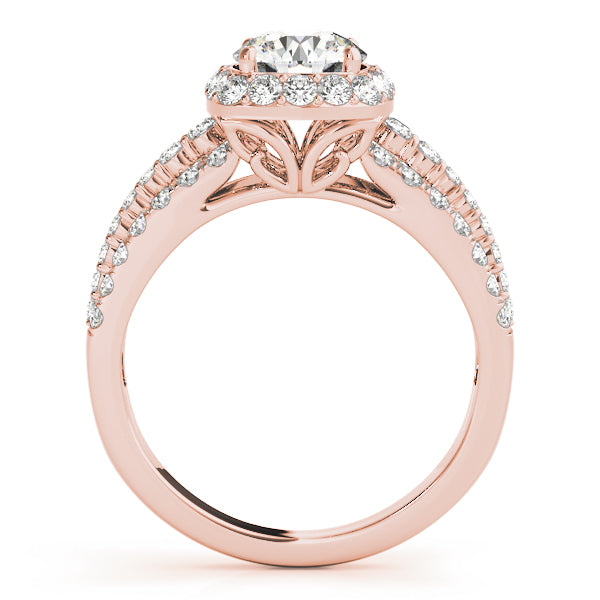 Multirow Halo Engagement Ring