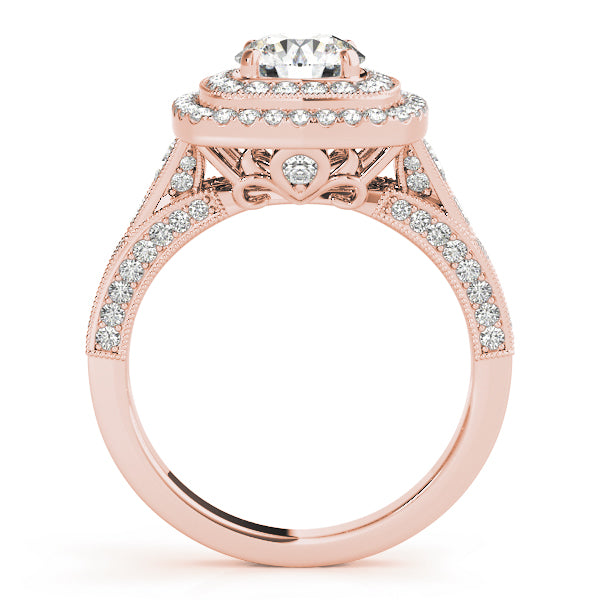 Vintage Inspired Double Halo Engagement Ring