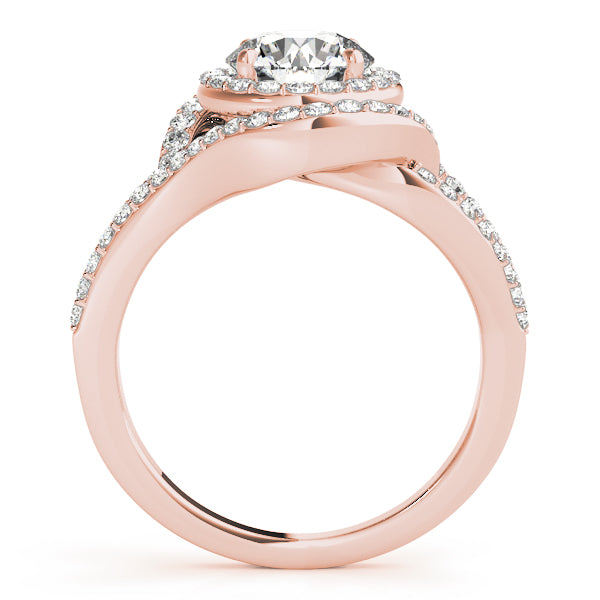 Double Row Split Shank Halo Engagement Ring