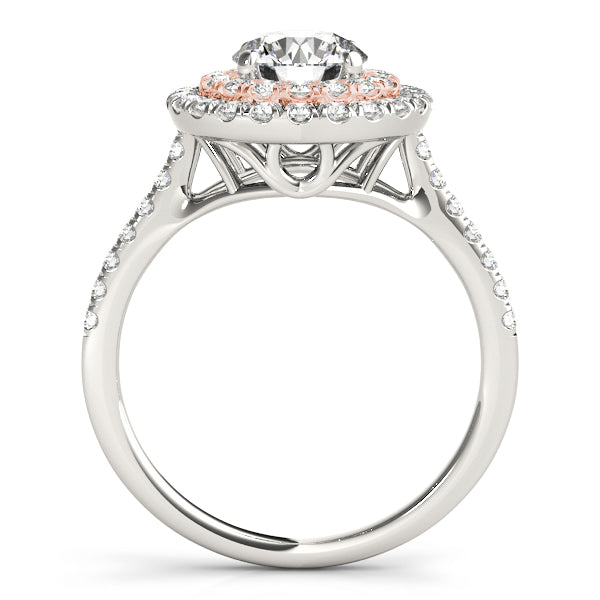 Single Row Double Halo Engagement Ring