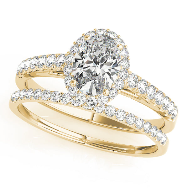 Oval Halo Single Row Engagement Ring