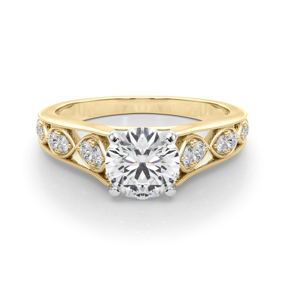 Single Row Prong Milgrain Engagement Ring