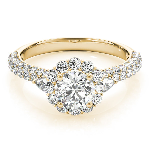 Multirow Pavé Halo Engagement Ring