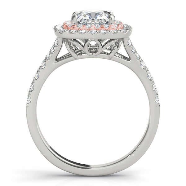 Cushion Cut Split Shank Double Halo Engagement Ring
