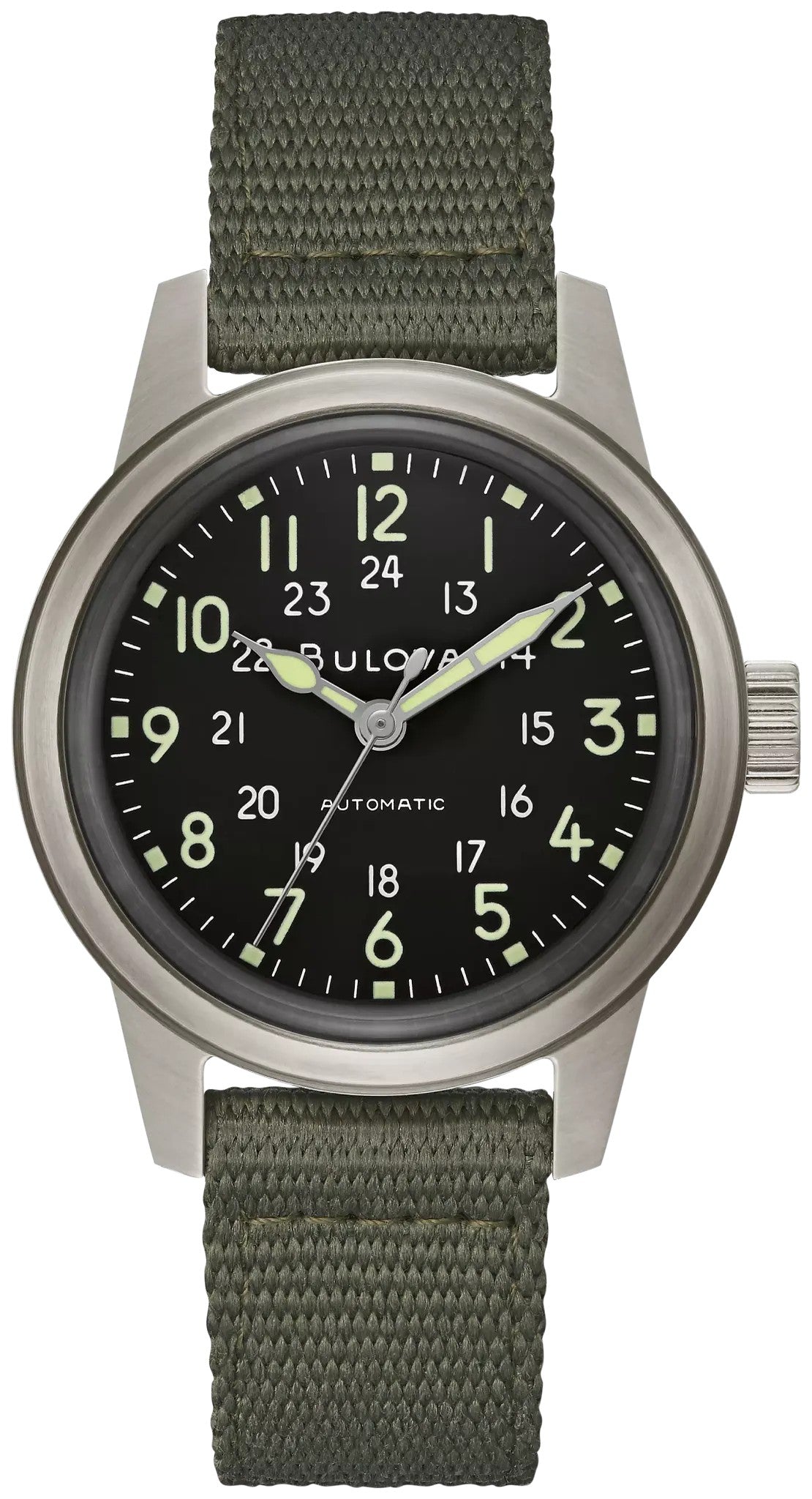 Bulova Black Dial Nylon Strap Hack Watch 96A259