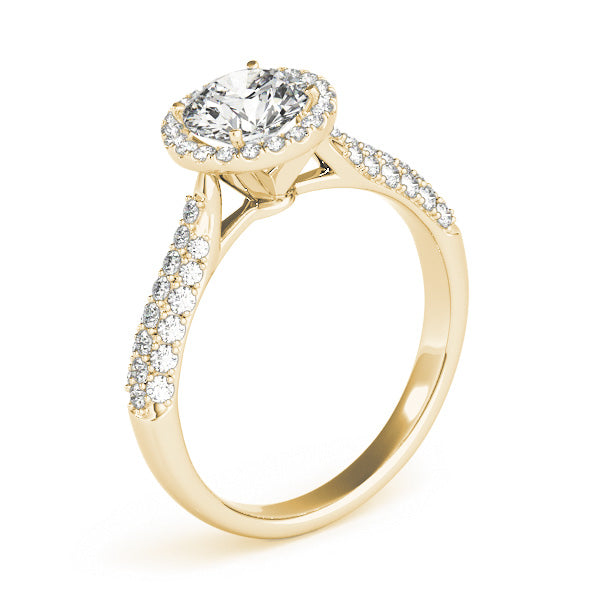 Multirow Pavé Halo Engagement Ring