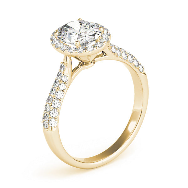 Multirow Pavé Halo Oval Shape Engagement Ring