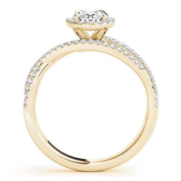 Multirow Oval Halo Engagement Ring