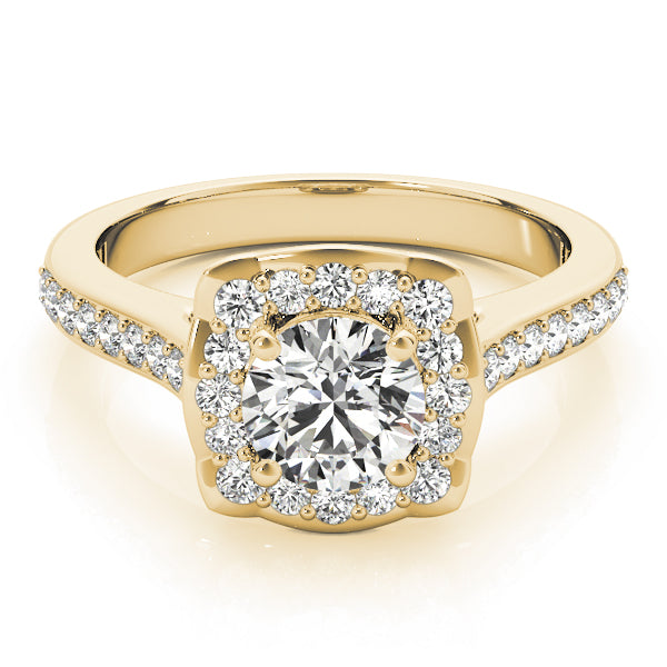 Single Row Halo Engagement Ring
