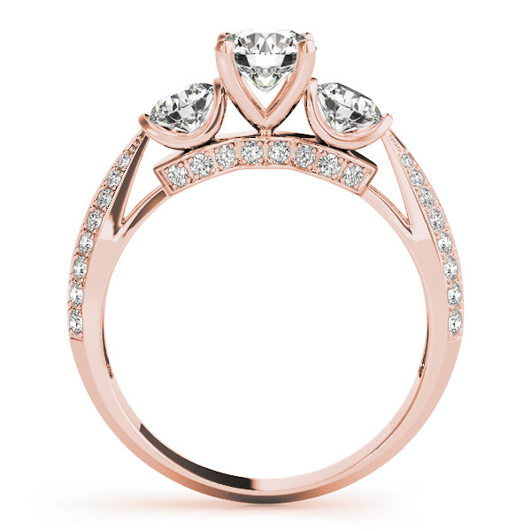 Vintage 3-Stone Pavé Hidden Halo Engagement Ring
