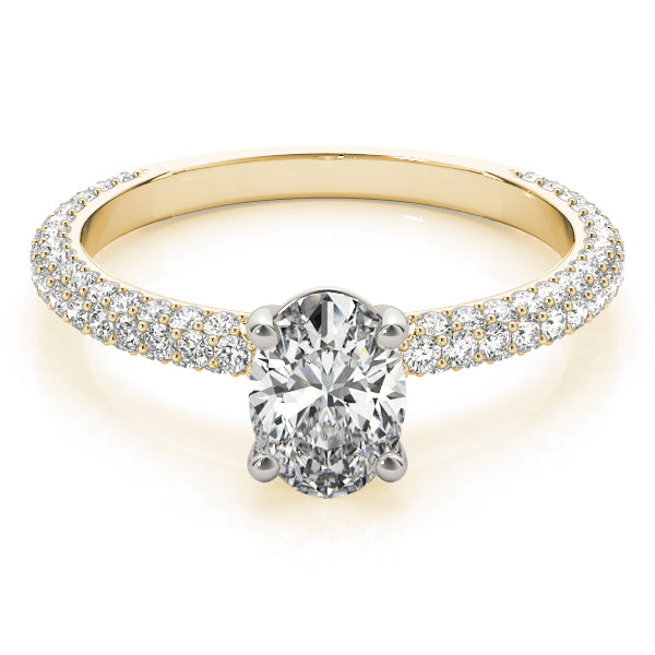 Multirow Pave Set Oval Shape Engagement Rings