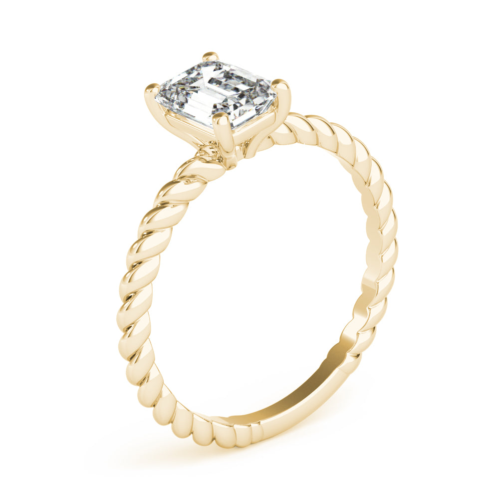 Braided Shank Emerald Cut Engagement Ring