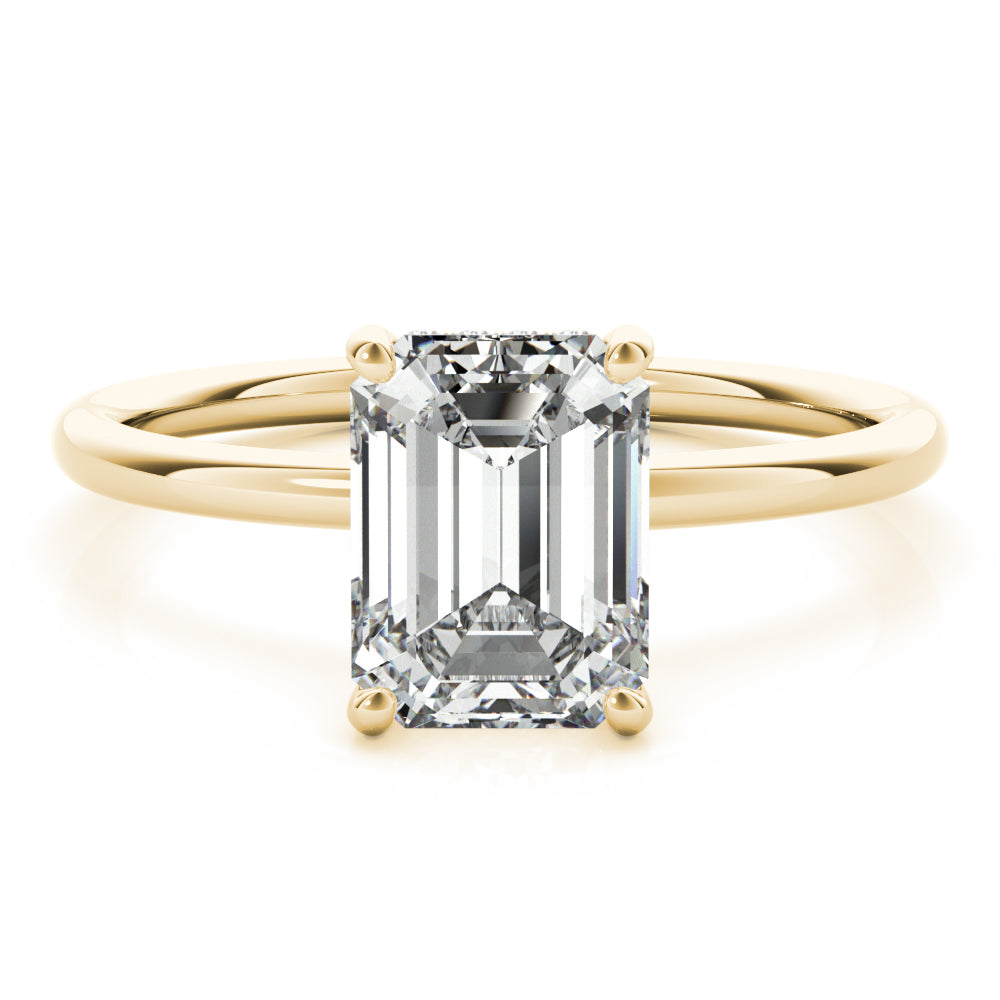 Emerald Cut Hidden Halo Engagement Ring