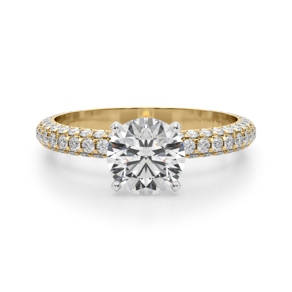 Multirow Pavé Engagement Ring