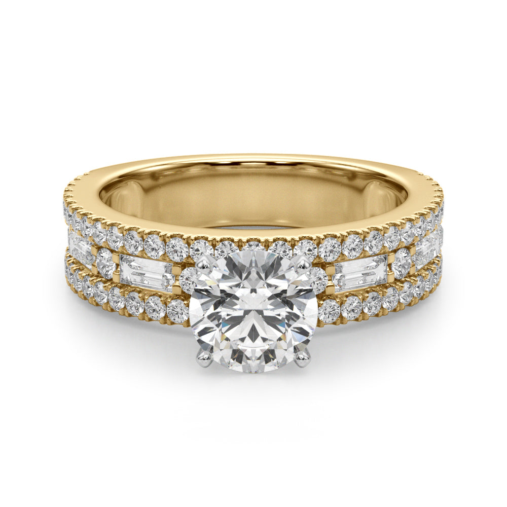 Multirow Round & Baguette Engagement Ring