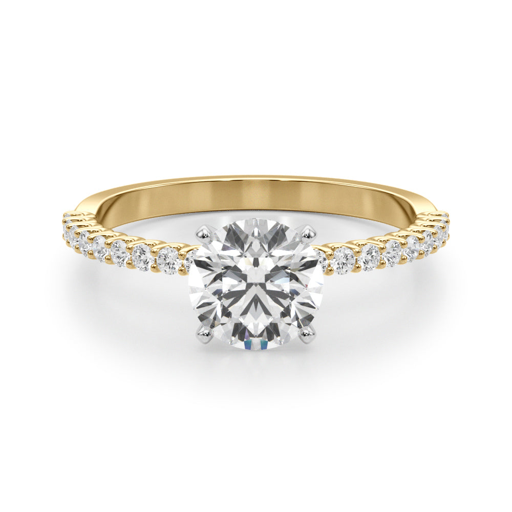 Single Row Shared Prong Engagement Ring