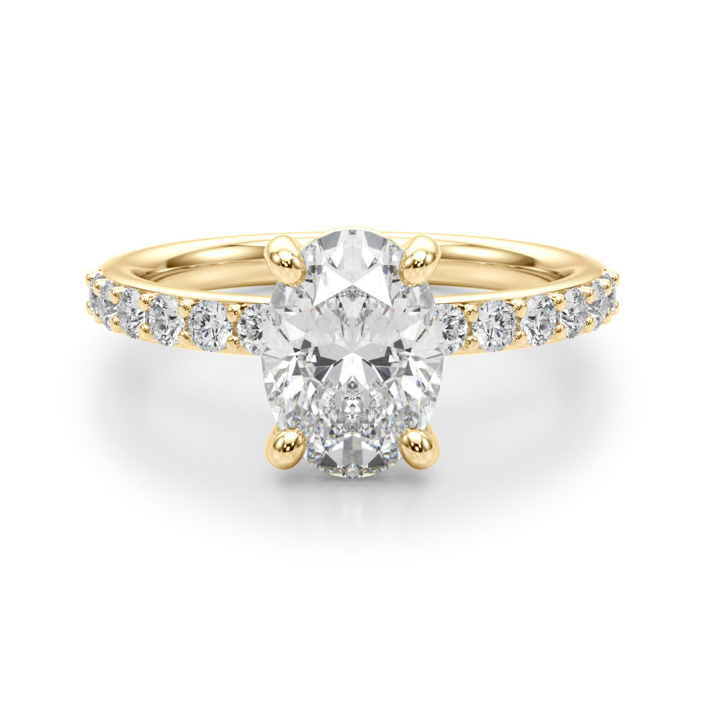 Single Row Oval Engagement Ring