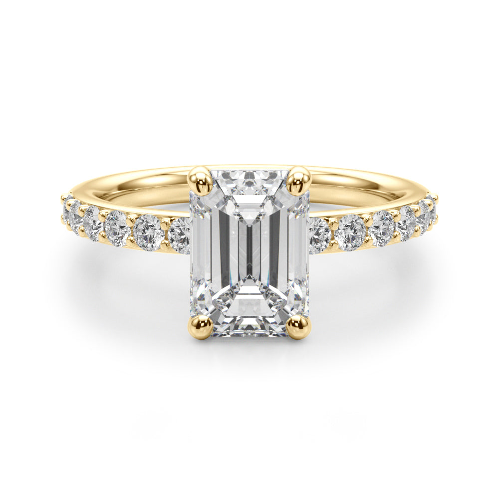 Single Row Emerald Cut Engagement Ring