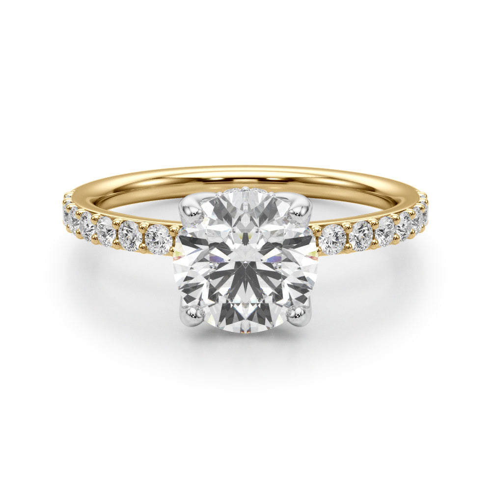 Single Row Hidden Halo Round Engagement Ring